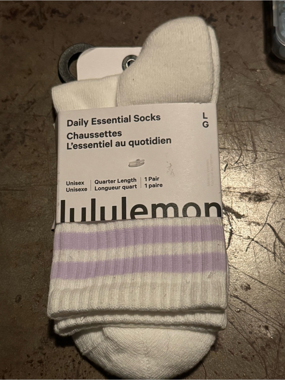 lululemon athletica Daily Essential Socks - White with Light Purple Stripes